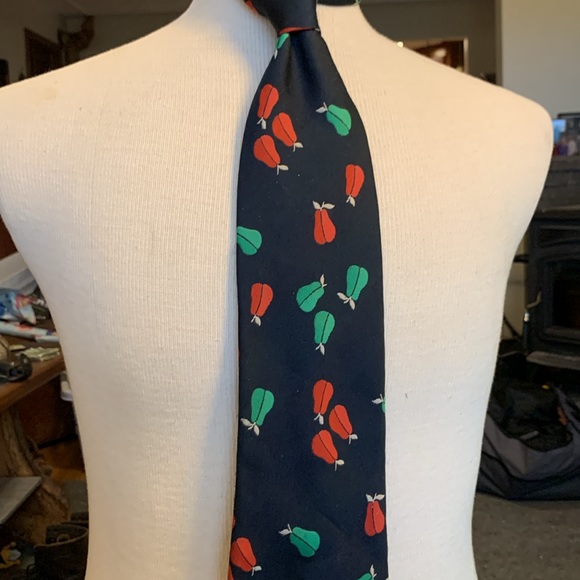 YSL YVES ST LAURENT 80’s CRAAAAZY PEARS SUPER WIDE NECKTIE - Picture 5 of 15